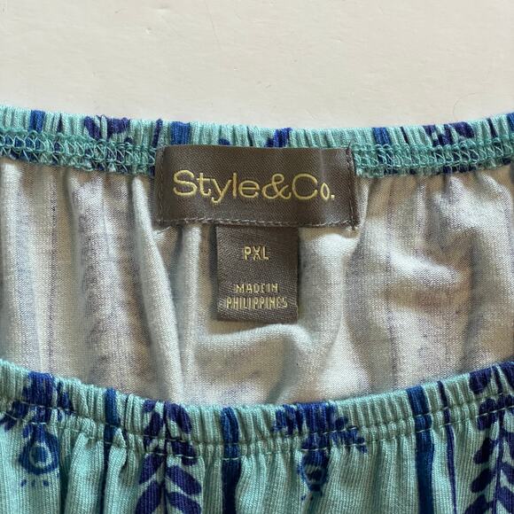 Style & Co Reflect Sea Top Womens XL Petite Blue Teal Bell Sleeve Off Shoulder - Picture 4 of 8